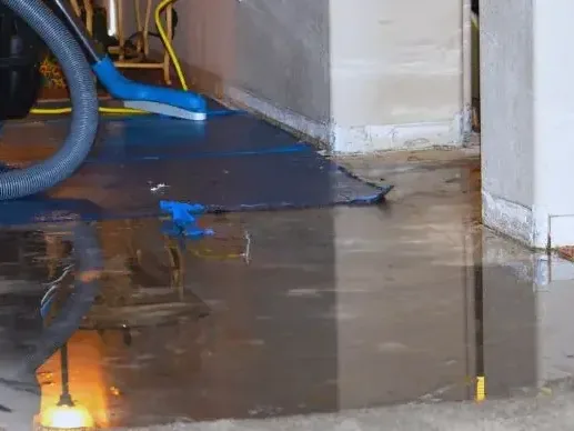 Water extraction hose running through a flooded interior passage